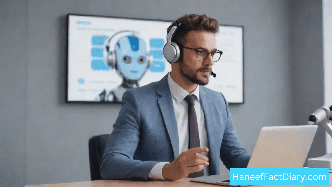 a man human Monitoring AI Chatbots in front of him