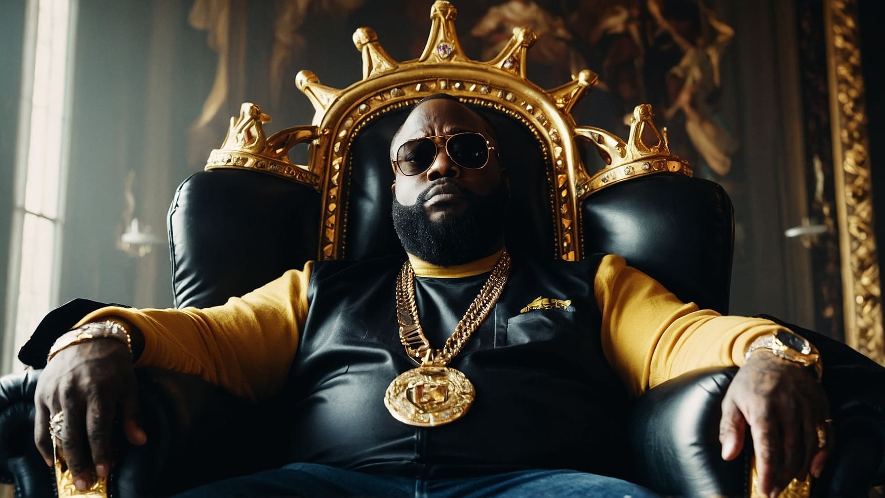 Rick_Ross_sitting_on_a_king_chair_with_his_crown_on_hi