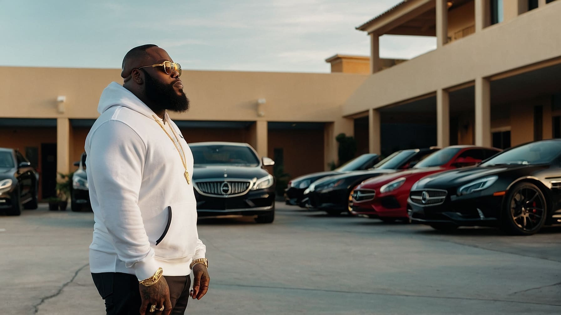 Rick_Ross_standing_and_alot_of_luxury_cars_in_behind_h